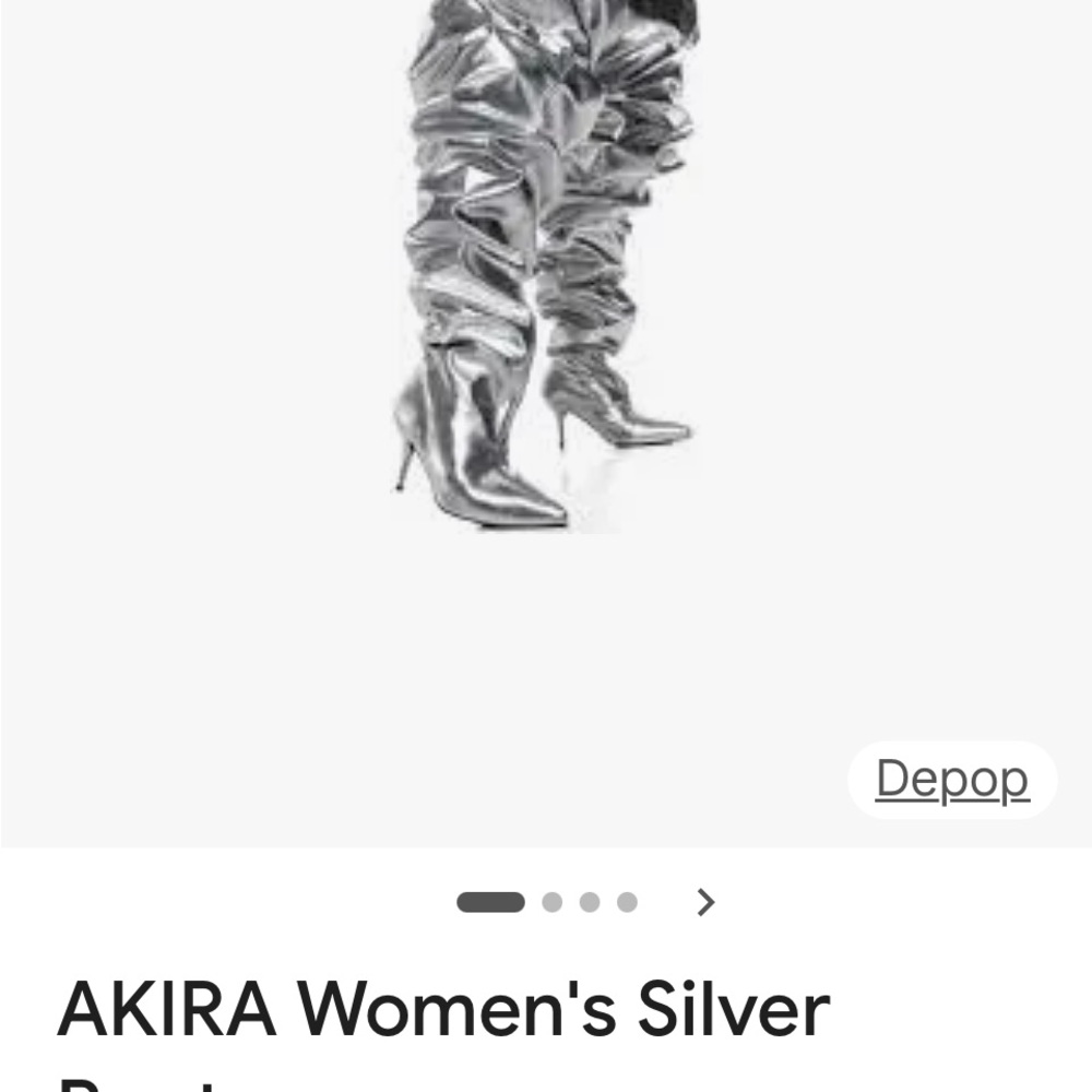 AKIRA Azeala Wang  Silver Thigh High Boots - Picture 6 of 6